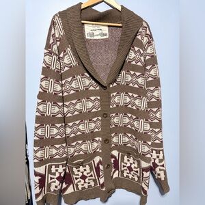 Sitka/the ecologyst Cozy Brown Patterned Cardigan Sweater